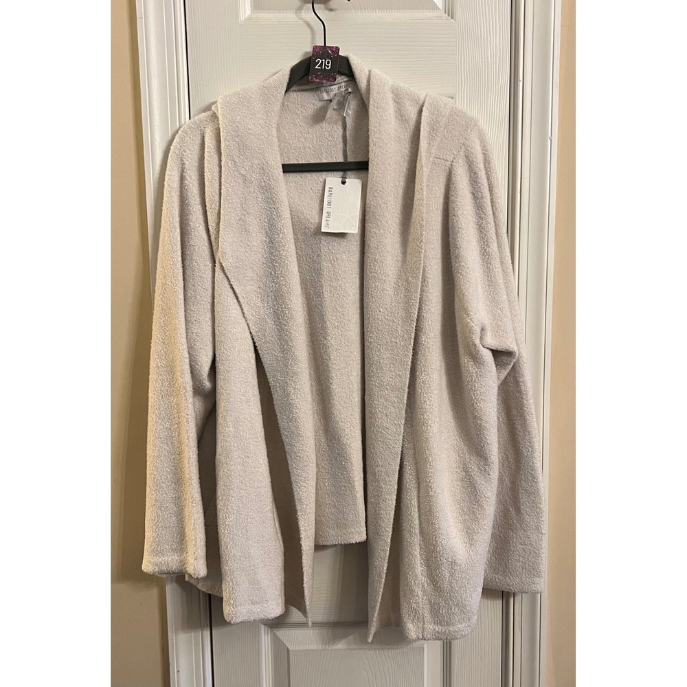 Barefoot Dreams CozyChic Lite Hooded Cardigan Cream Oatmeal 2X BDWCL1556 NEW